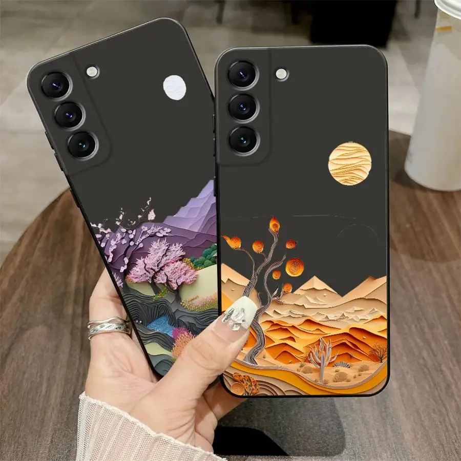 Letni Niebo Czarny Miękki Pokrowiec na Telefon Samsung Galaxy A25 A71 A26 A72 A41 A36 A32 A35 A24 A55 A22 A52 A23 A53 A51