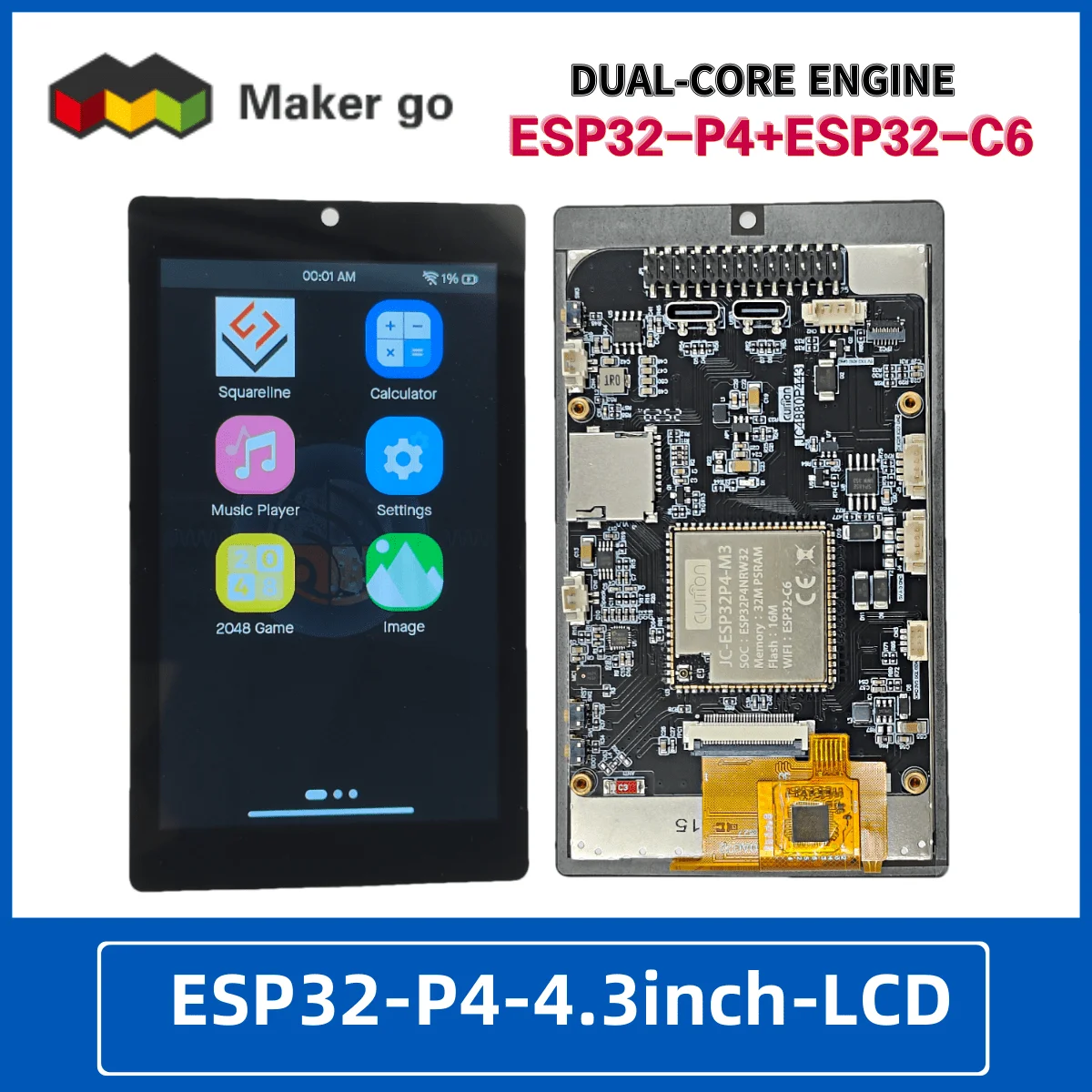 

4.3" 480x800 IPS Touch Dev Board w/ ESP32-P4 & ESP32-C6