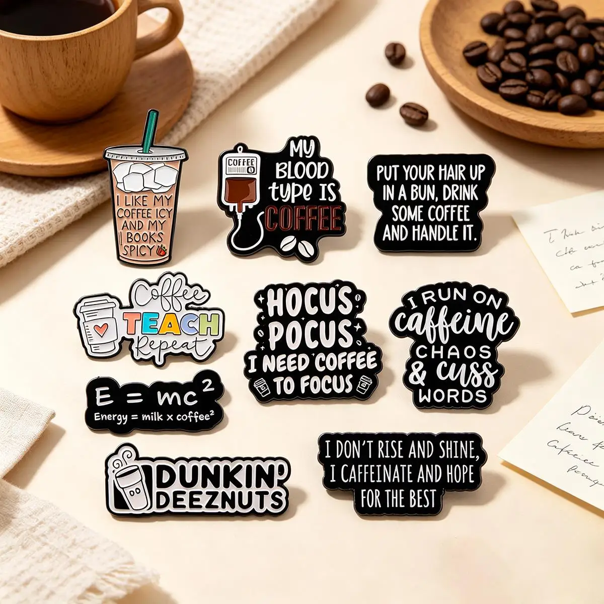 6/9Pcs Halloween Ghost Metal Enamel Pins Coffee Lover Brooches Badge on Backpack Clothing Accessories Jewelry Gift for Friends