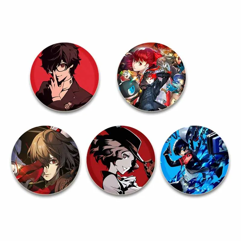 Classic Video Game Persona 5 Anime Badge P5  Ryuji Sakamoto Anne Morgana Circle Button Pins Fashion Jewelry Cartoon Brooch Pin