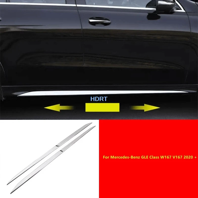 

For Mercedes-Benz GLE Class W167 V167 2020 + Car Style Door Side Molding Skirt Edge Strip Body Trim Accessories Exterior Sticker