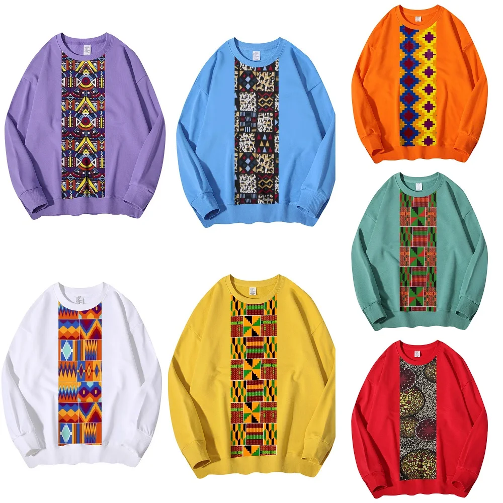 

African Printed Graphic Clothing Sweatshirt Man Harajuku Loose Clothes O-Neck Pullover Menswear Fleece Fleece Pullover