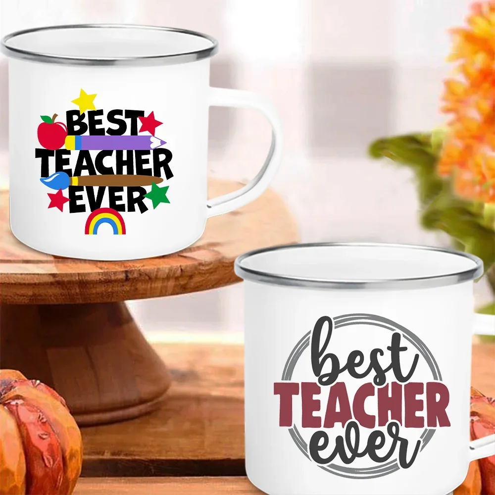 Tazas de esmalte para el día del profesor, el mejor regalo Original para el maestro, para beber zumo, café, cacao, leche y cerveza