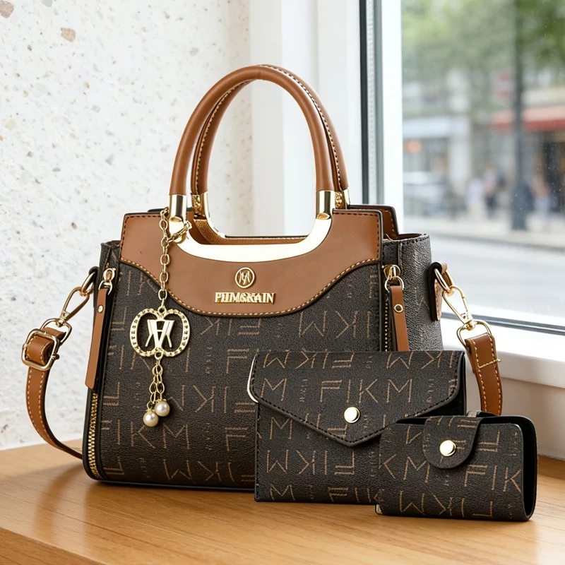 

3-piece set of light luxury high-grade printed letter bags, premium fashionable women's bags, large-capacity handbags for commut