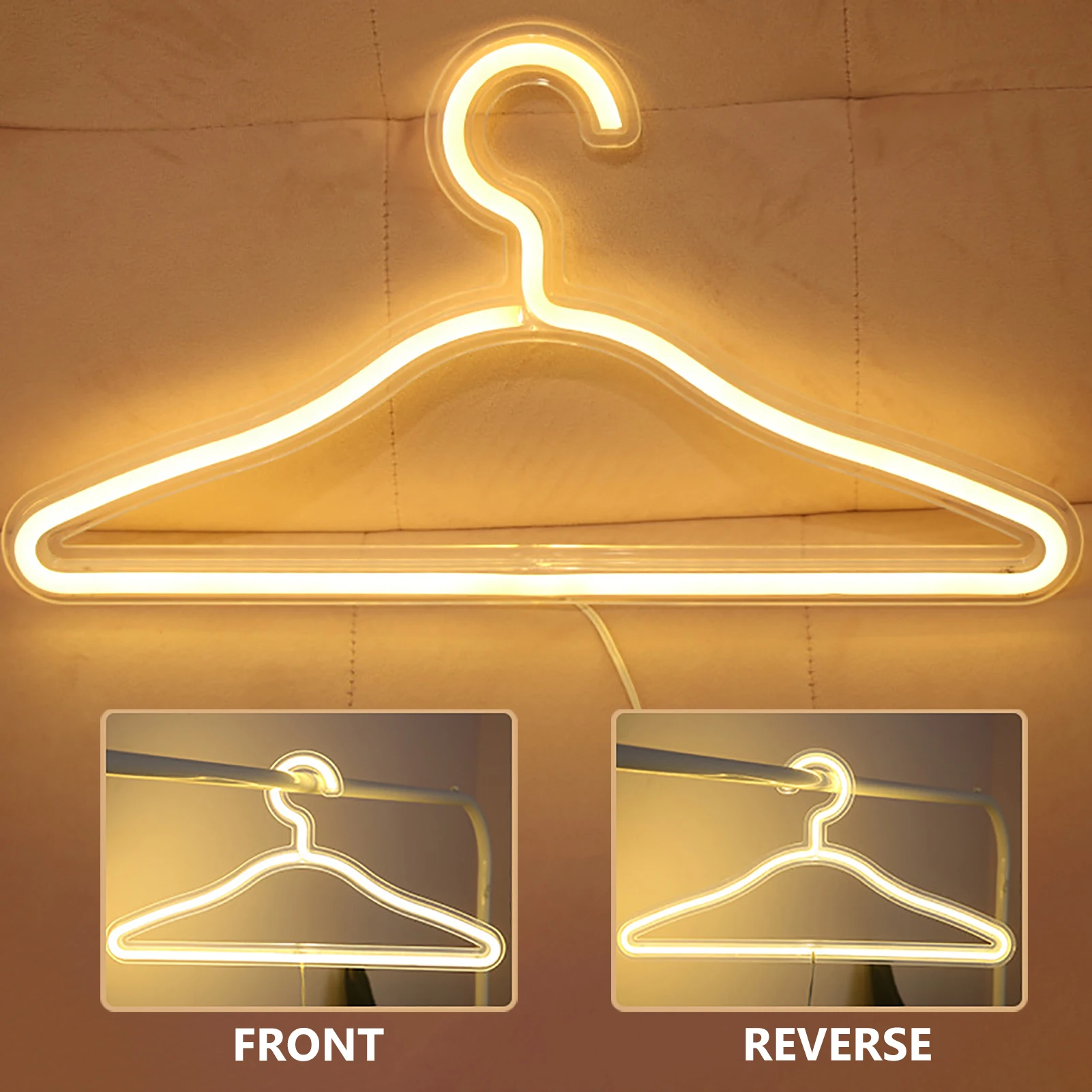 Neon Sign Clothes Hanger LED Light Clothing Hanger Convenient To Use With Switch Practical Clothes Organizer Hanger Romantic