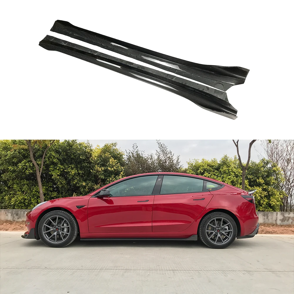 

For Tesla MODEL 3 Genuine Carbon Fiber SV Style Side Skirts Body Kits Car Accessories Auto Parts