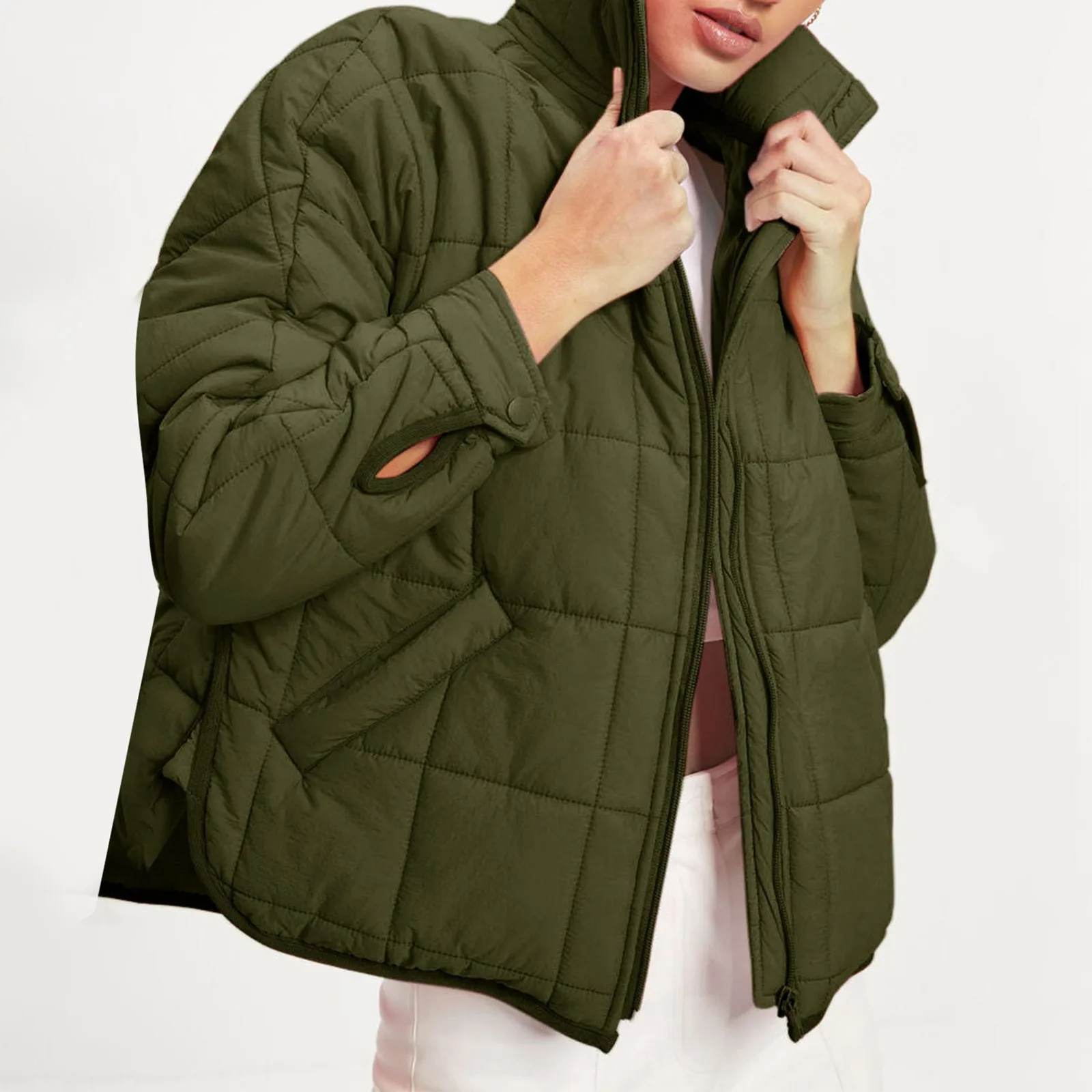 Autumn Winter Women's Solid Color Zip Up Jacket Casual Outerwear Stiles Jacket Zipper down Jacket Womens Coat Outerwears 2024