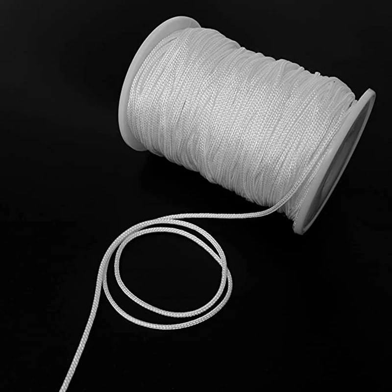 1.8 mm × 100 Yards/Roll Braided Lift Shade Cord - White Polyester Shade Blinds Pull String Rope for Aluminum Blinds Windows, Rom