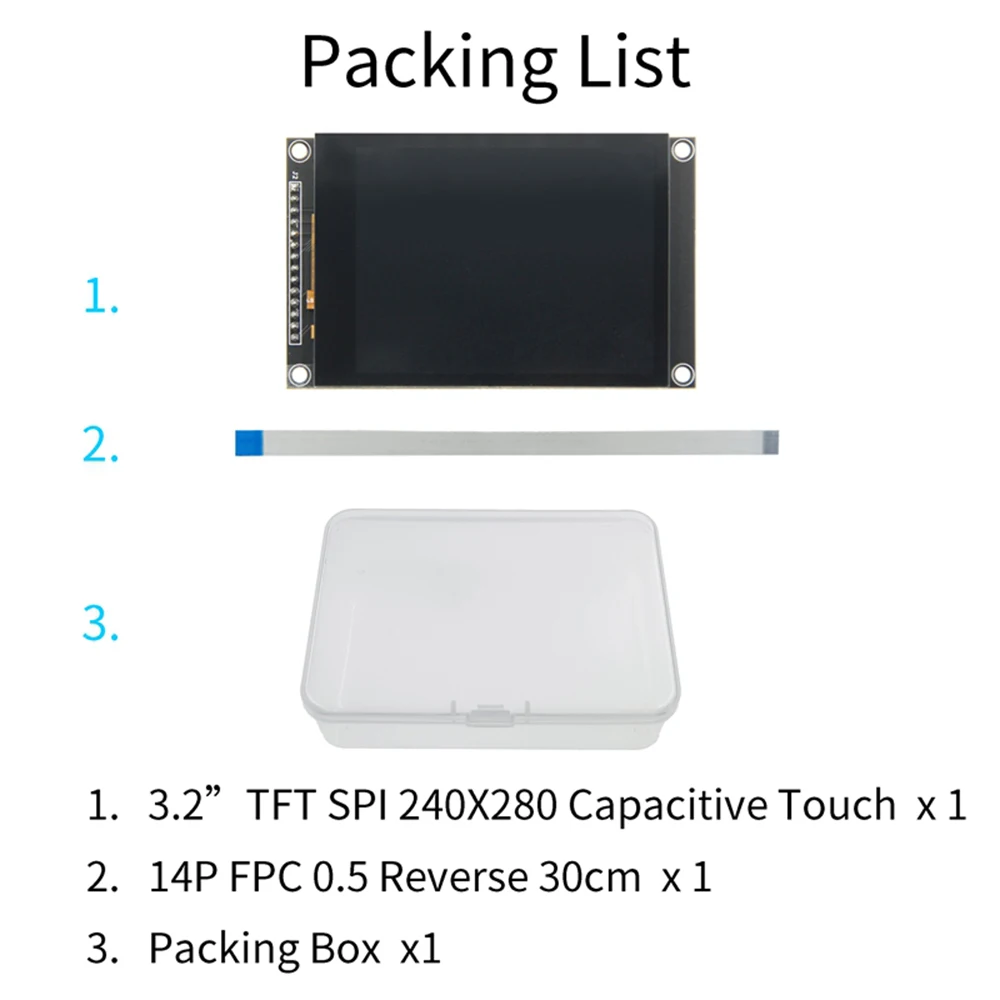 3,2 Zoll 320×240 SPI Serieller TFT-LCD-Modul-Bildschirm mit Touchpanel-Treiber-IC ILI9341V Elektronisches Komponenten-Kit