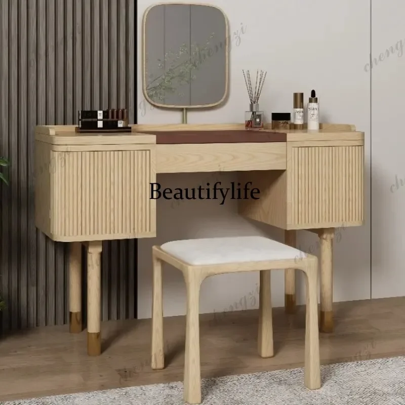 

Small Space Makeup Table Simple Nordic Wood Drawers Vanity Desk Lounges Modern Coiffeuse Chambre Furniture For Home