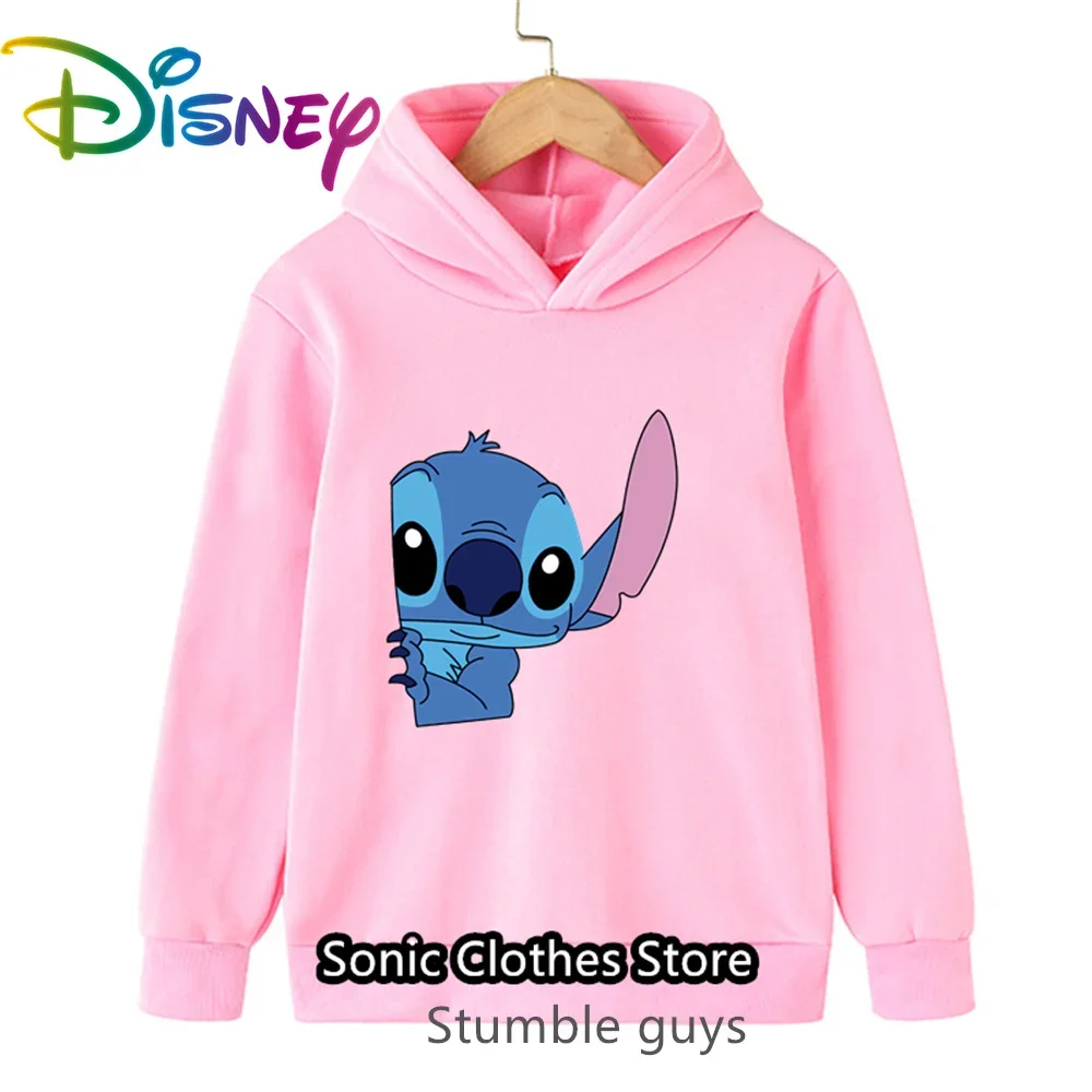 سترة بغطاء للرأس للفتيات من Stitch Disney Fall Kids ملابس رياضية كاجوال بطباعة Lilo & Stitch