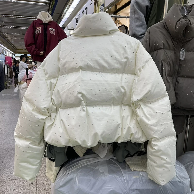 Jaqueta acolchoada de algodão coreano para mulheres, parkas de inverno, casaco de neve feminino quente, parka de manga comprida solta, roupas