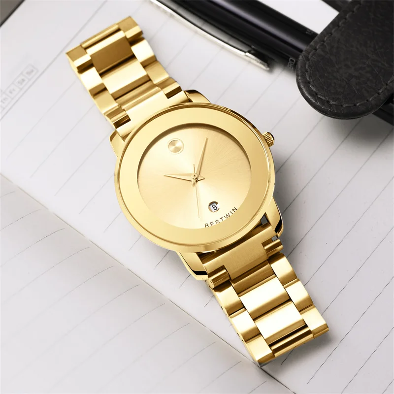 Luxury fashionable minimalist ultra-thin steel strip men\'s quartz waterproof watch classic style business style