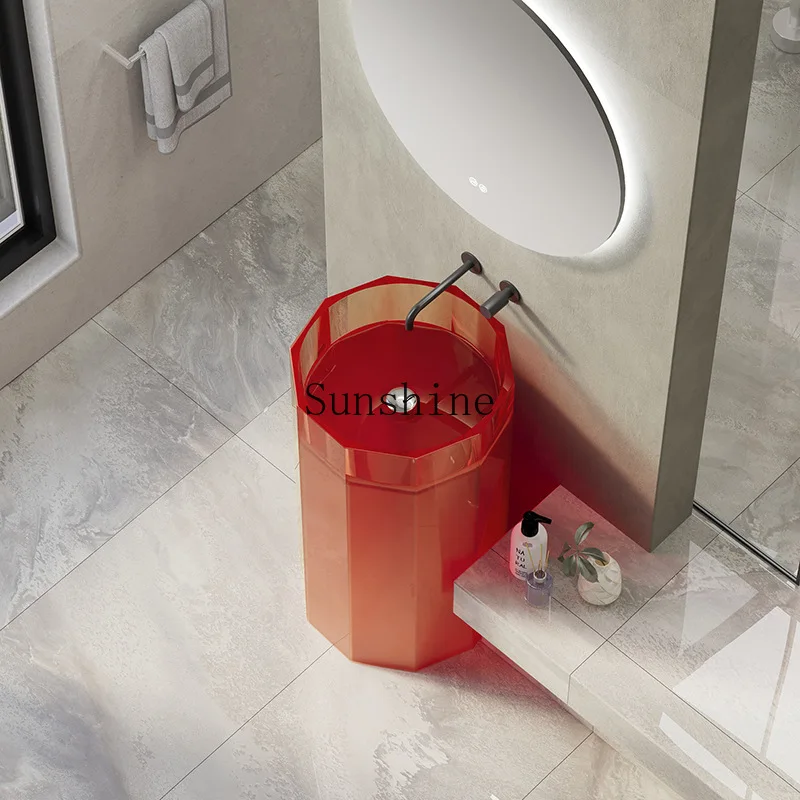 Transparent resin basin column luxury atmosphere luminous bathroom washbasin