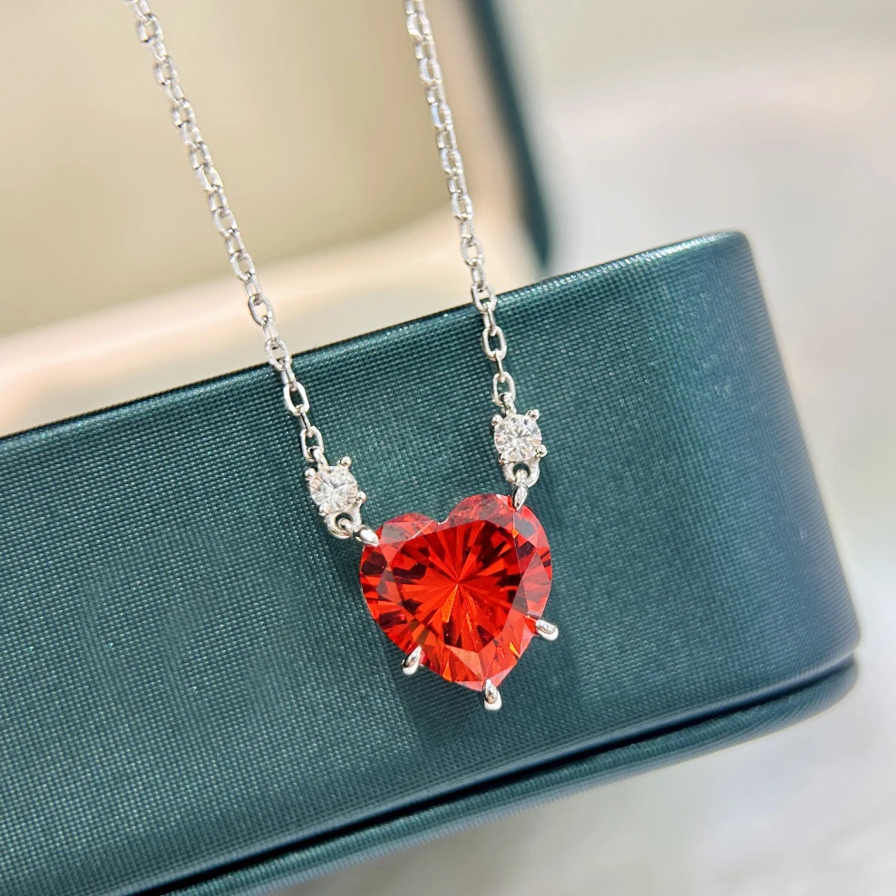 Trendy Real 925 Sterling Silver Necklaces For Women Gift Love Heart Design 5a Zircon Pendant Luxury Fine Jewelry