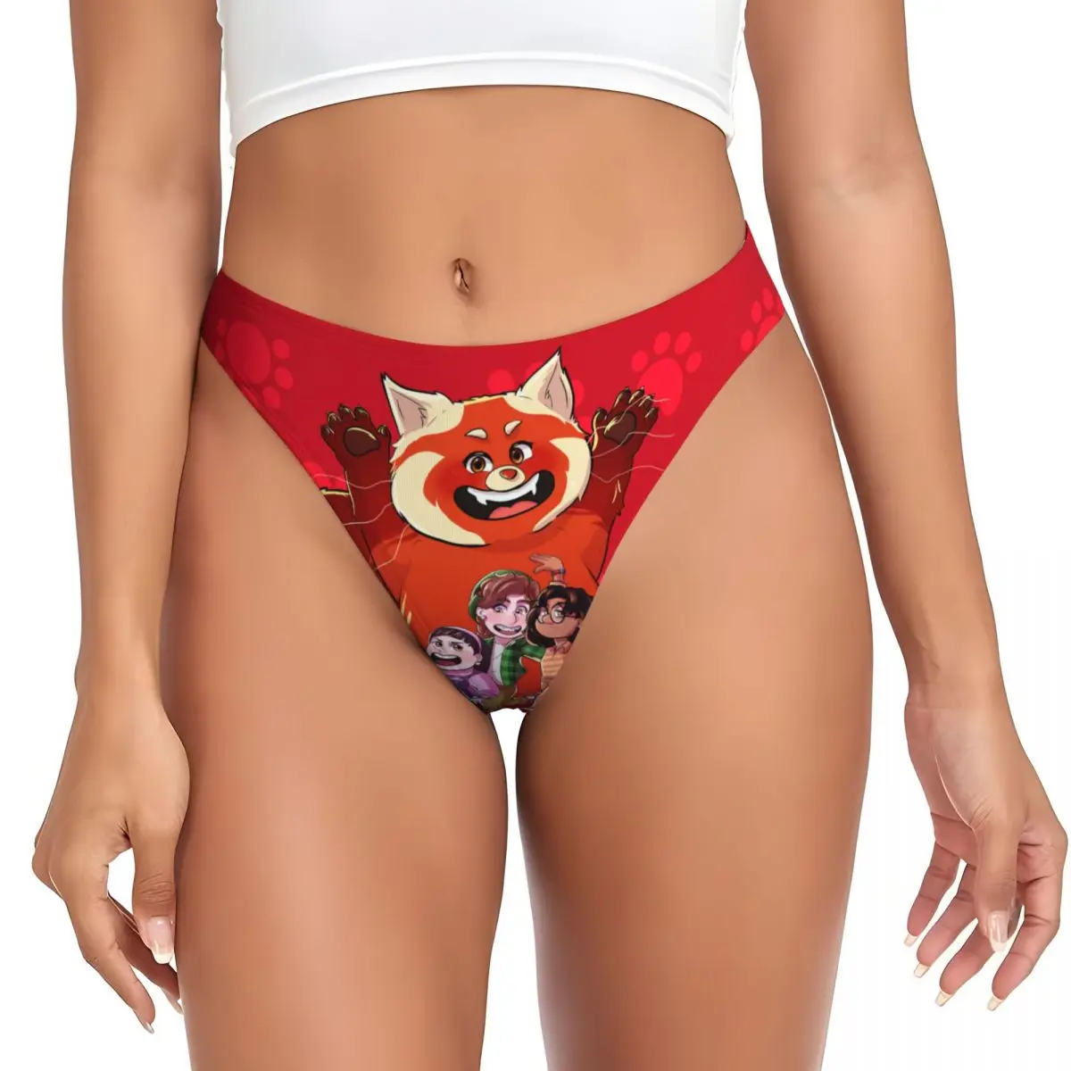 

Custom Women's Turning Red Movies Red Bear Cute Photo G-string Thong Female Soft Panties Underwear