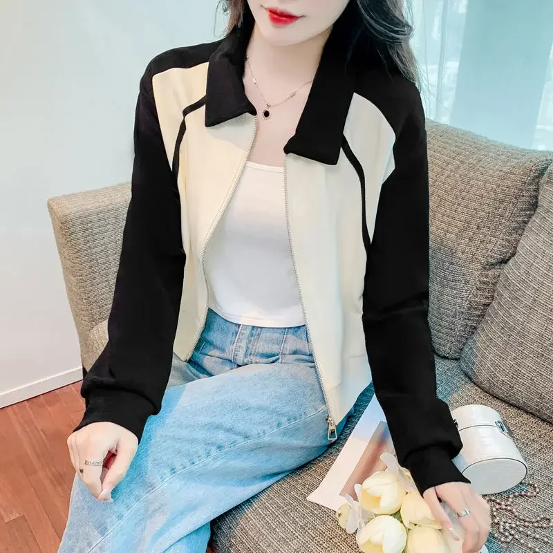 

Women's Jackets Splicing Zip-up Long Sleeve Demi-season Luxury Offer New Products Female Coat Lined Great Clothing Promotion