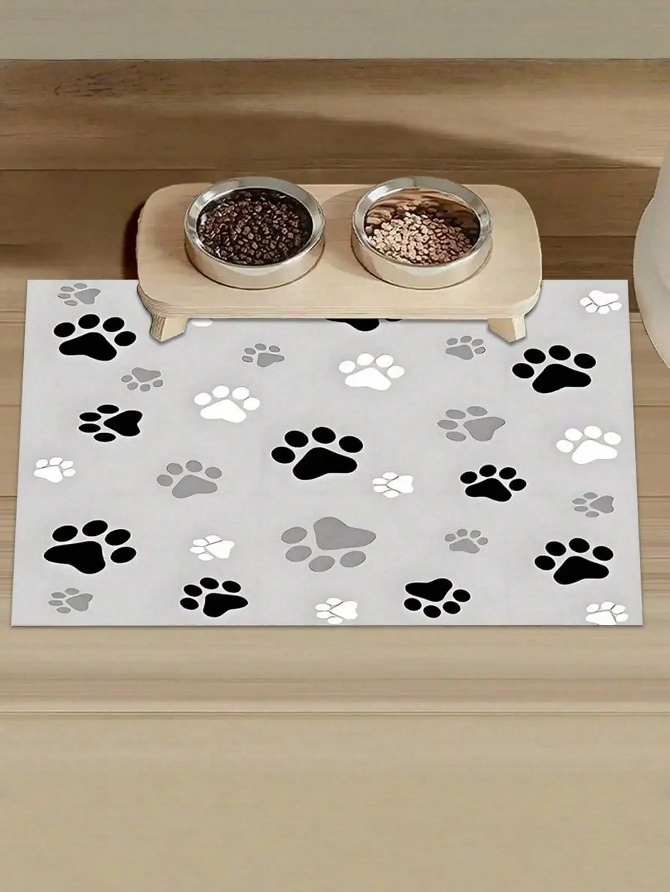 

Single-Piece Pet Paw Print Absorbent Feeding Mat, Highly Absorbent And Quick-Drying Cat And Dog Food Bowl Mat, Easy-To-Clean Pet Blanket/Cage Mat, Suitable For All Seasons.