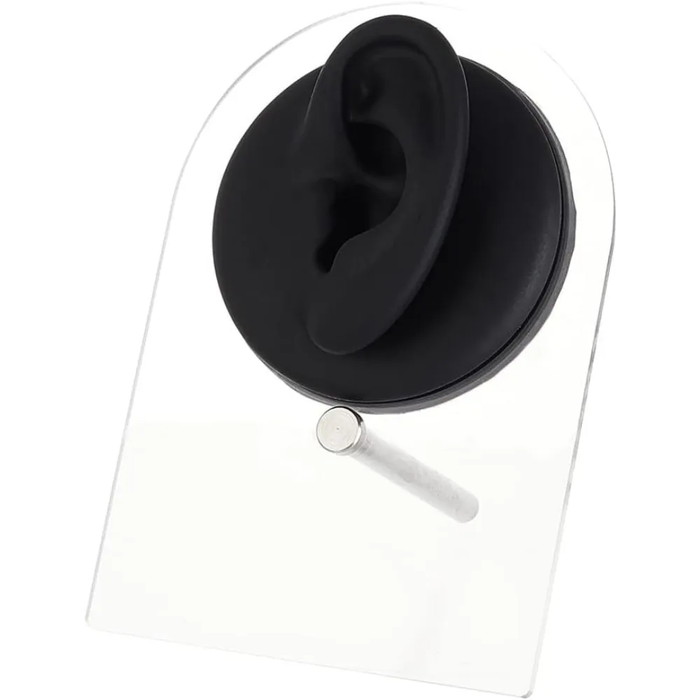 Modèle d'oreille en silicone flexible avec présentoirs en acrylique, modèle d'oreille en caoutchouc, magasins noirs, fuchsia