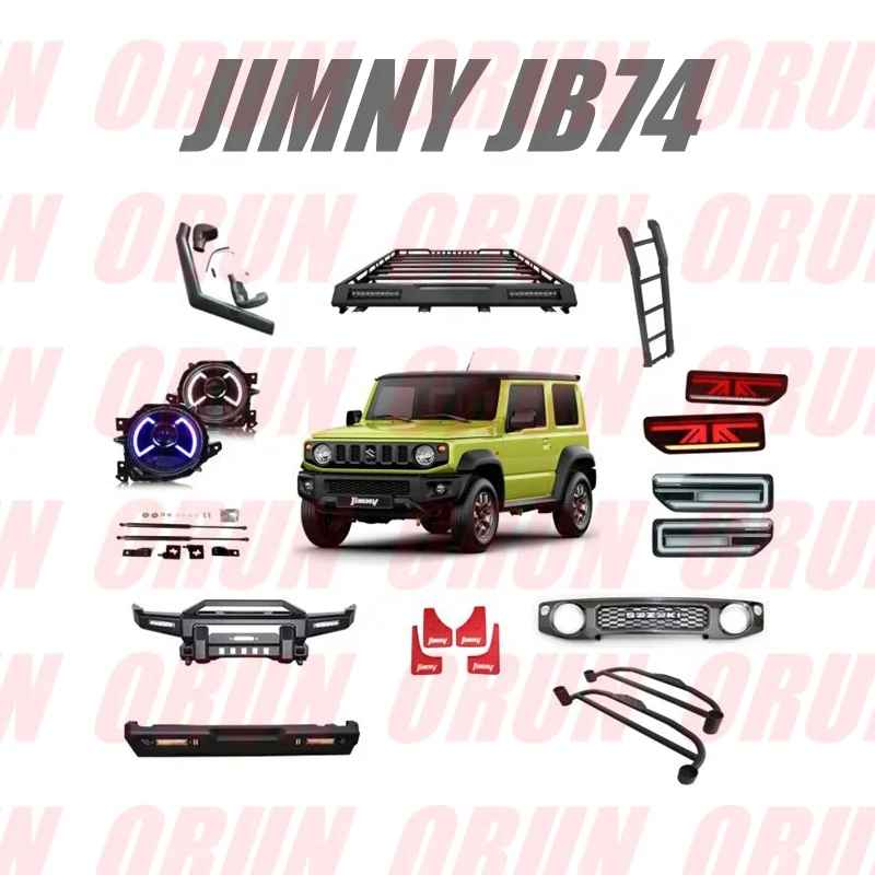 Hot Sell Matt Black Bull Bar Steel Heavy Duty Steel Front Bumper With Lights For Jimny 2018 2019 JB74