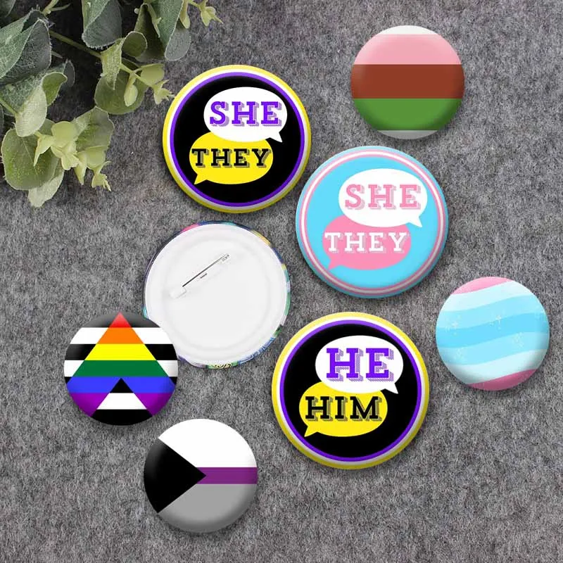 LGBT Pride Flag Coin Badge Handmade Round Snap-in Brooch Jewelry Accessories Gift for Friend Bag Clothes Hat Lapel Pin Ornaments
