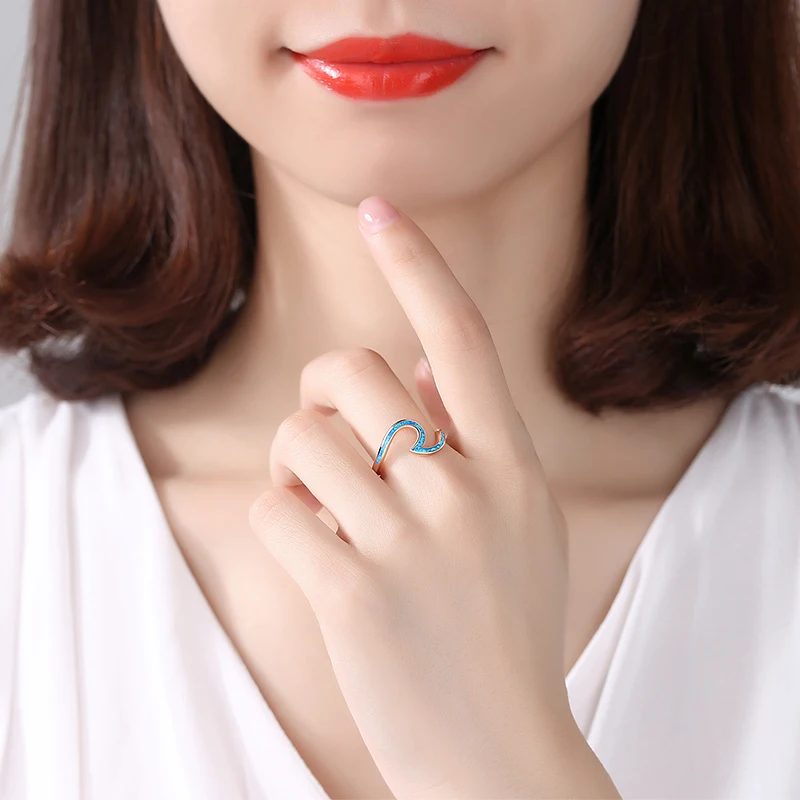 JLR-009 Concise Style Cute Cloud Real Synthetic Fire Opal Rings For Women Engagement Finger Ring Gift for Lovers\' Jewelry