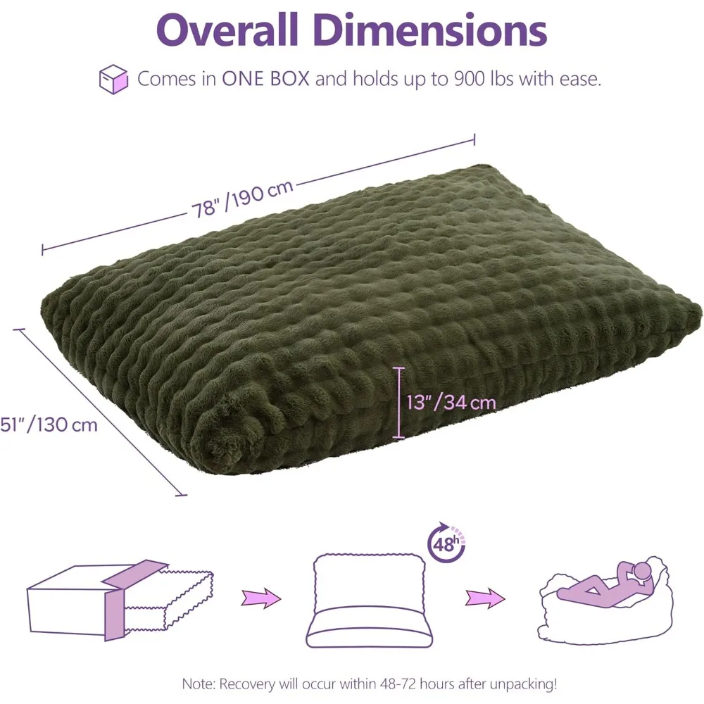 كرسي بين باج عملاق 3 في 1 للبالغين مع وسادة منفوشة من القطيفة وإسفنج الذاكرة عالي الكثافة، وخيار جلوس على الأرض قابل للتحويل #2