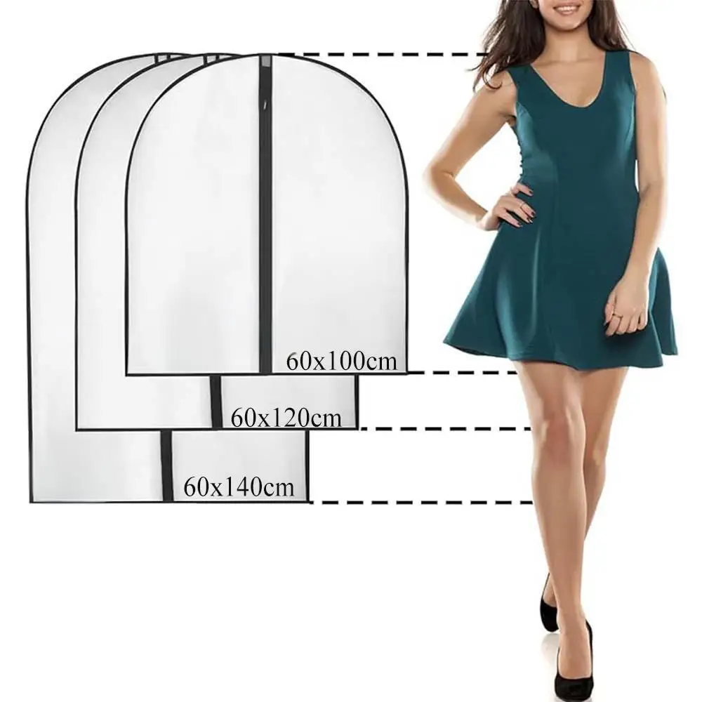 Clear Garment Suit Dress Cover Bag for Closet Storage Dust Coat Cover Gown Bags Shirt Protector with Zipper for Hanging Clothes - view 5