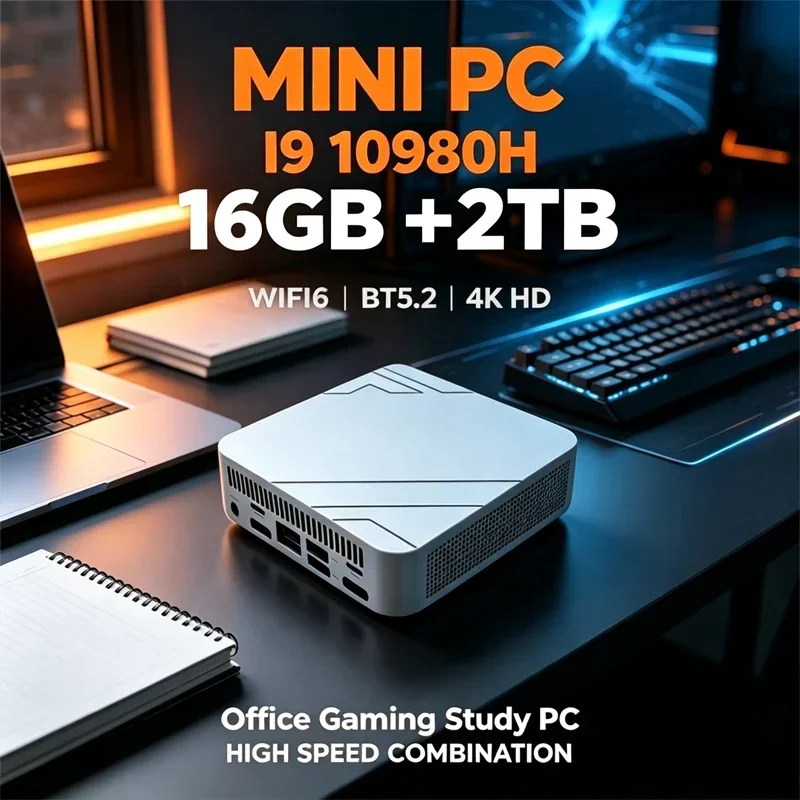 Intel Core I9 10980HK Mini PC 16GB+2TB SSD WIFI6 BT5.2 4K Small Desktop Computer Windows Mini PC For Business Gaming Study