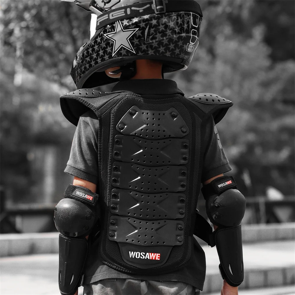 WOSAWE Full Body Motorcycle Armor Children Kids Motocross Armour Jacket Skateboard Chest Spine Protection Gear Knee Elbow Guard