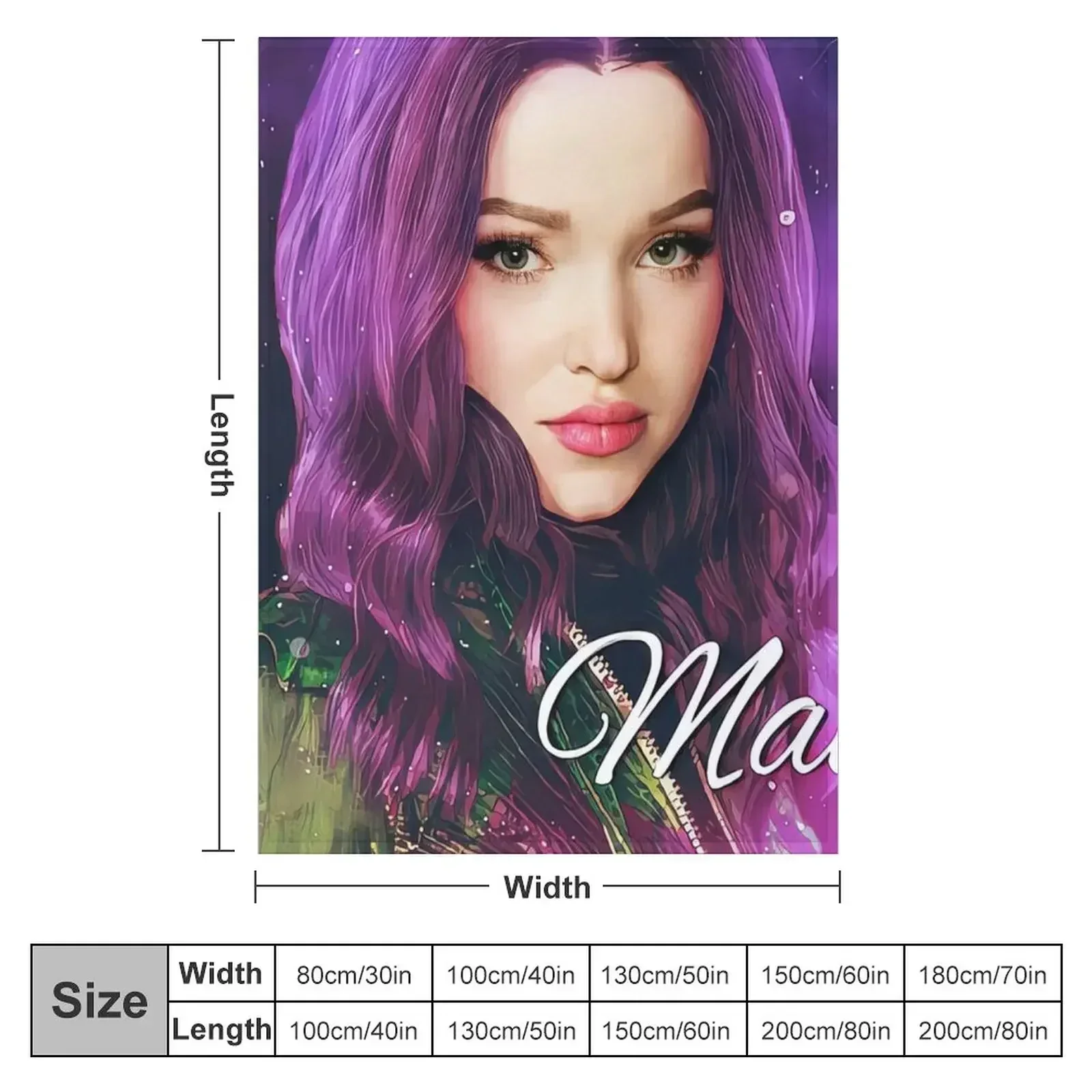 Mal Purple Pink Princess - Descendants 3 Throw Blanket Hair christmas gifts Blankets