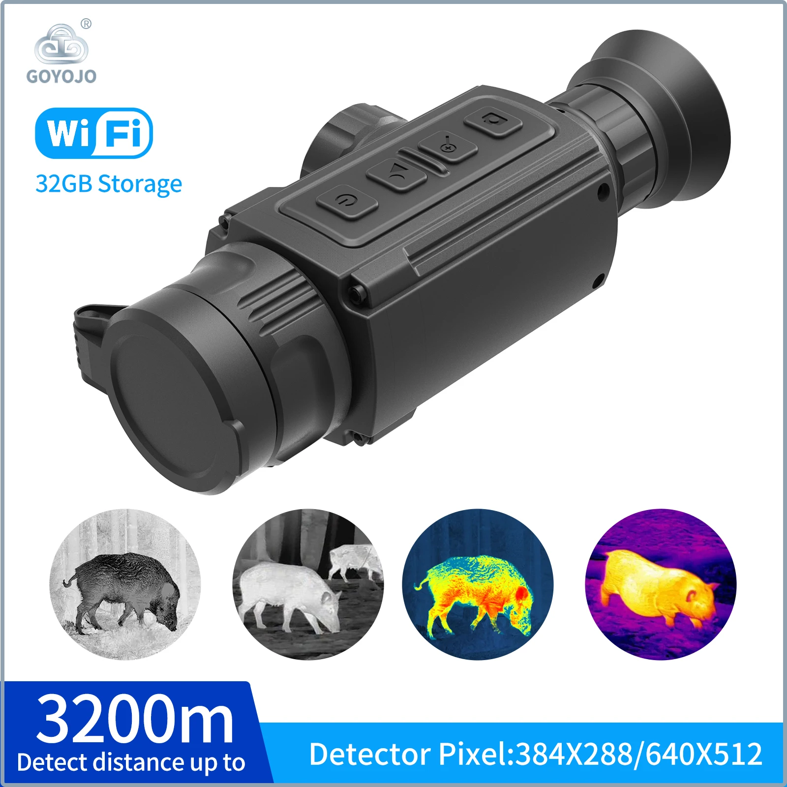 GOYOJO New Thermal Scope thermal imager monocular With 384*288/640*480 Detector  For Hunting Night Vision Monocle Optical Sight