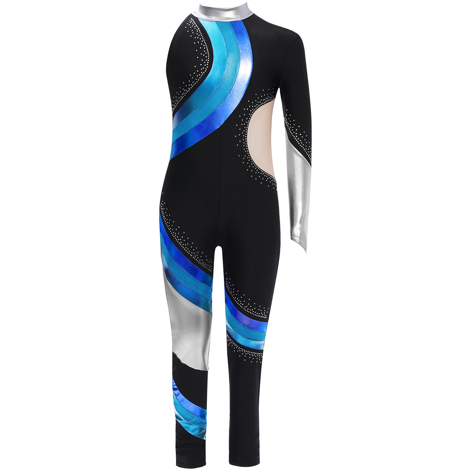 

Kids Girl One Shoulder Long Sleeve Ballet Dance Jumpsuit Workout Full Body Suit Gymnastics Jumpsuits Figure Skating Costume