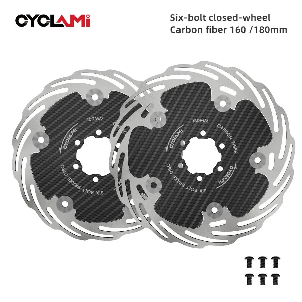 1/2PCS Cyclami Six-Bolt Carbon Fiber Bicycle Disc Brake Rotor 160 180mm Quick Heat Dissipation Ultra-Light Disc Brake 6-Bolt Hub