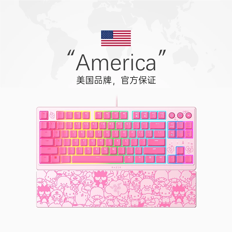 Imagem -04 - Razer-sanrio Família Hello Kitty 87 Teclas Compacto Teclado Mecânico Teclado Backlit Edição Limitada