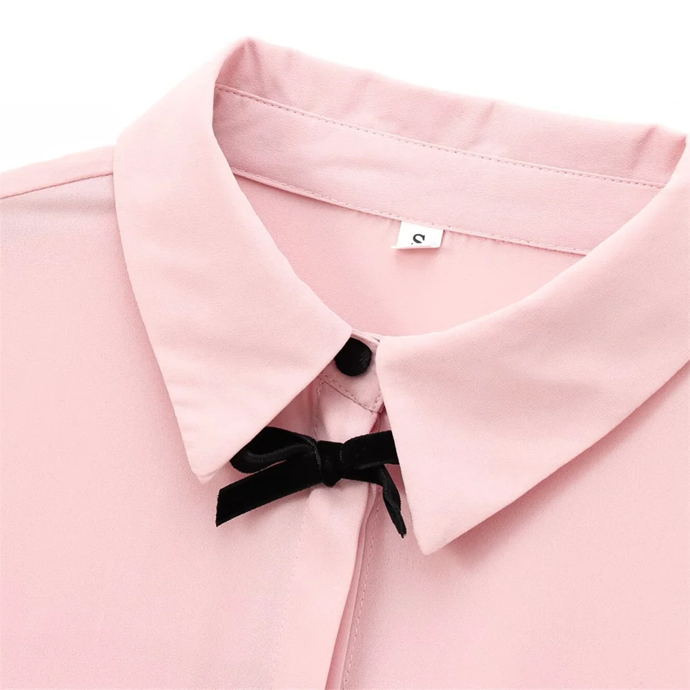 2024 autumn new women\'s clothing style fashionable and versatile casual bow tie decoration shirt