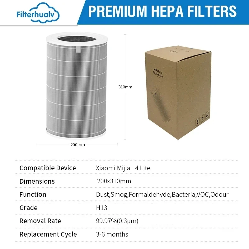 PM2.5 Xiaomi Hepa Filter 4 Lite Xiaomi Activated Carbon Filter 4 Lite for Xiaomi Air Purifier 4 Lite Xiaomi H13 4 Lite Filter