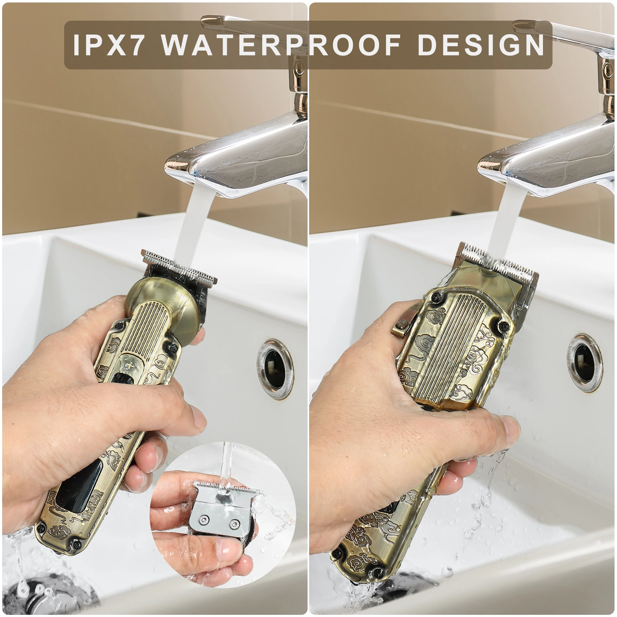 Scttomon مقص الشعر الكهربائية المتقلب للبشرة تتلاشى أصلع رئيس الحلاقة شعري نحت اللحية التشذيب النفط رئيس نمط 2-قطعة مجموعة #4