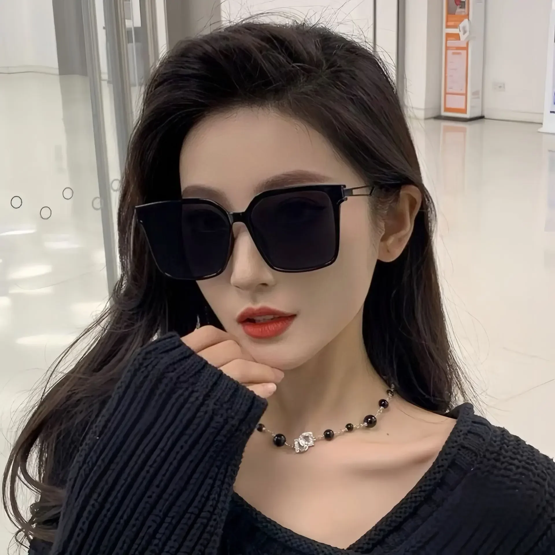 

2024 new Korean version large frame sunglasses for women high-end ins style sunglasses anti-ultraviolet sunglasses for men