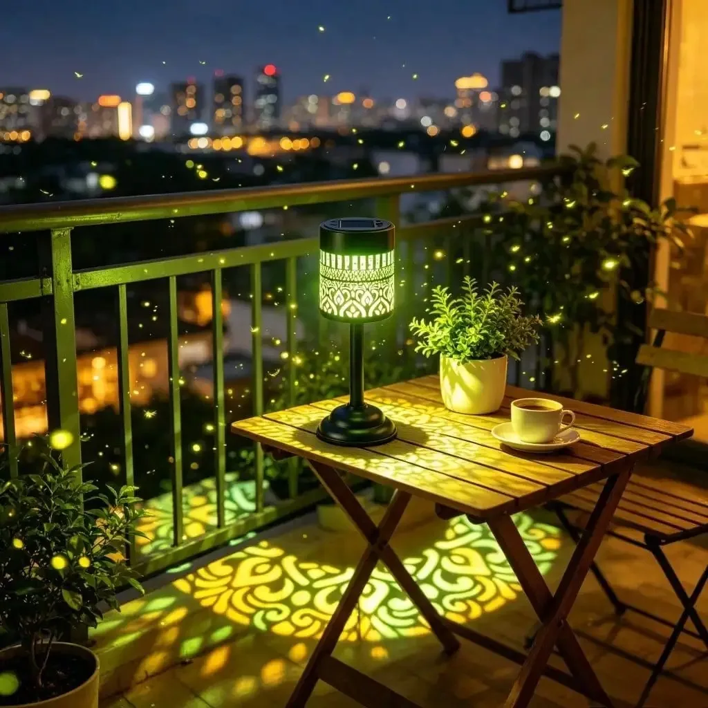 Solar Powered LED Projection Light Hollow Out Pattern Garden Lamp Outdoor Table Decor for Patio Yard Halloween Christmas Party