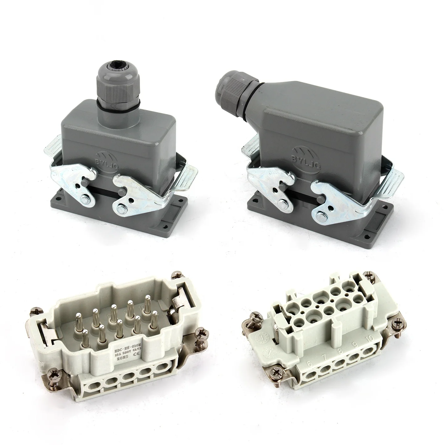 Hot Selling HDC-HE012 Heavy  Industrial Power Cable Connector Brass Contacts Aluminum Housing Male/Female for PCB