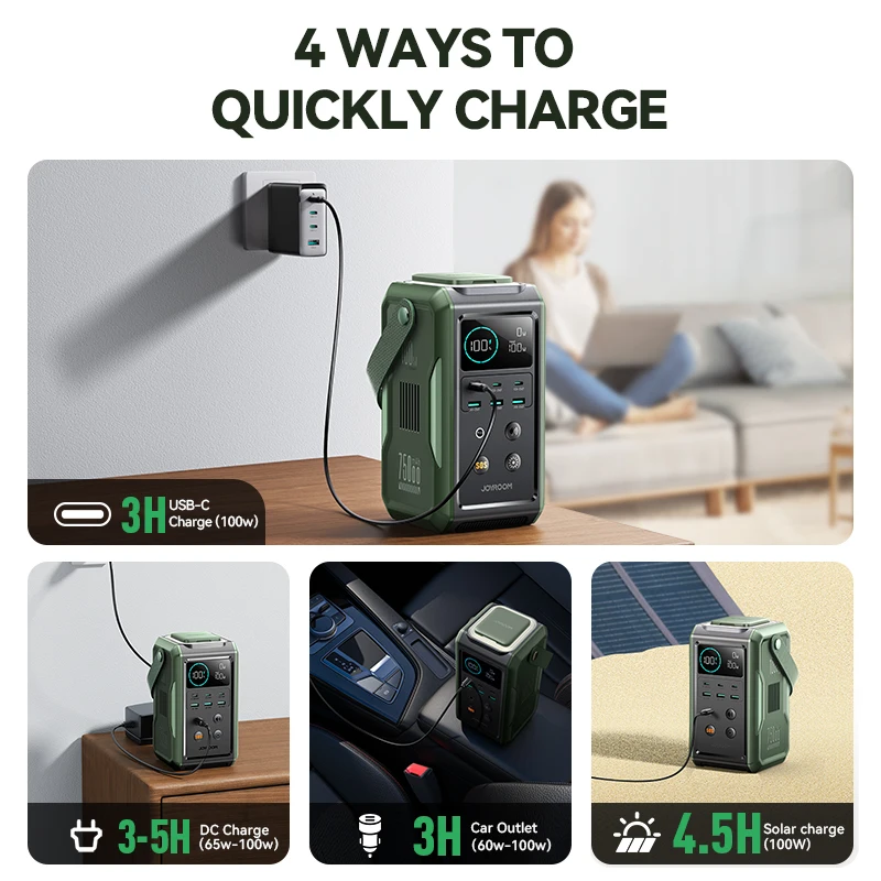 JOYROOM 75000mAh 240Wh Portable Power Station with 100W USB C Output Large Battery Capacity Power Bank Lighting and SOS Mode