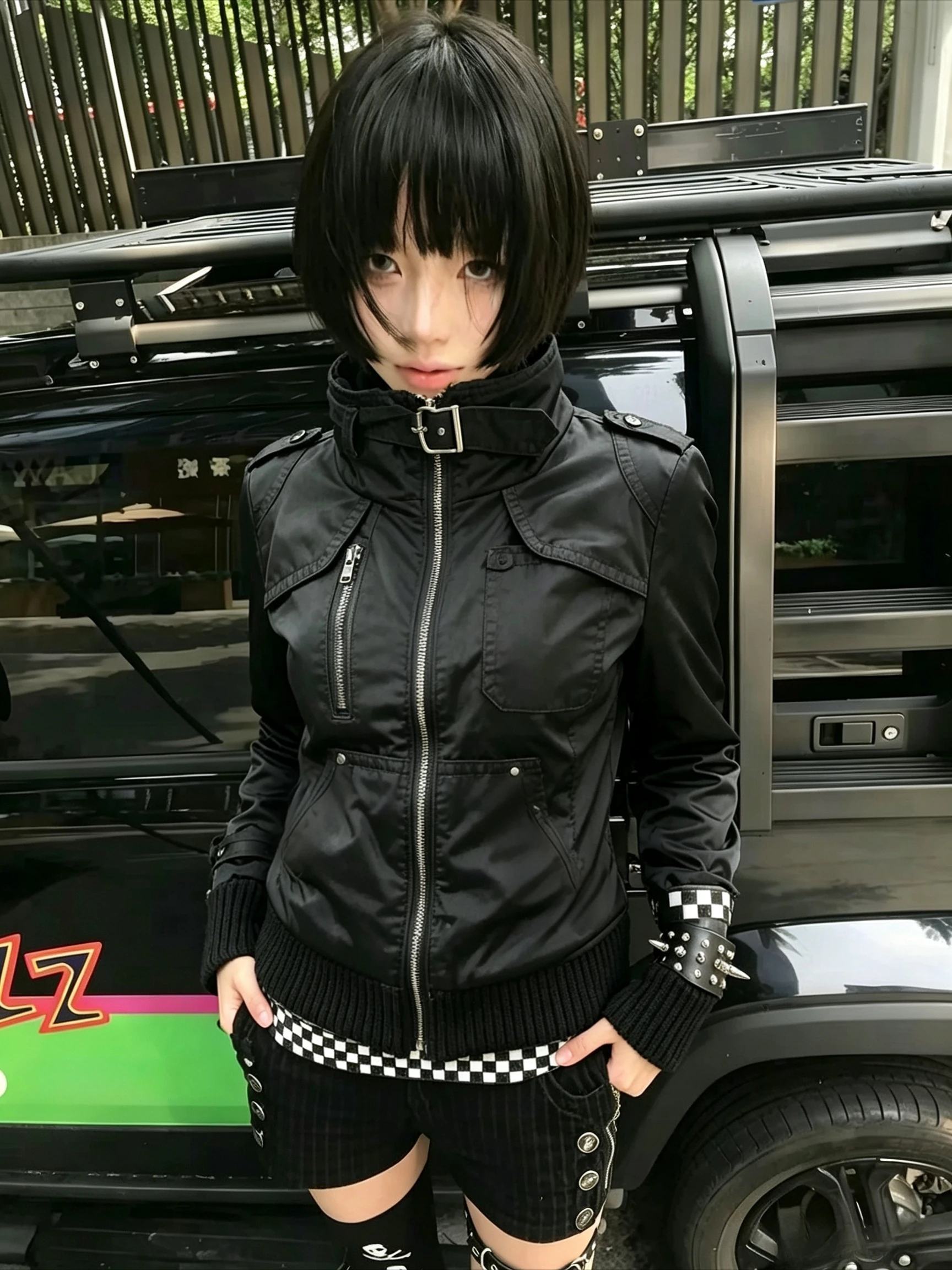 Women Black Punk Retro Hooded Safari Jacket 2026 Long Sleeve Zipper Design Trendy Overcoat Y2K Grunge Streetwear Outerwear