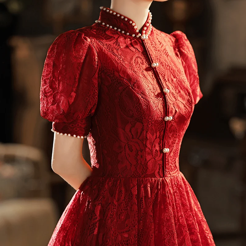 

Red Wedding Dr Sle Engagement Ceremony Women's Long Skirt Ele High-End Feeling Summer New Arrival 2025