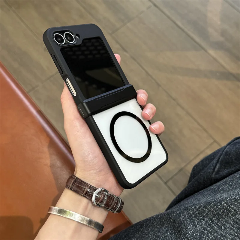 Capa magnética fosca para samsung galaxy z flip 7 6 5 4 capa protetora traseira para zflip5 zflip6 zflip7