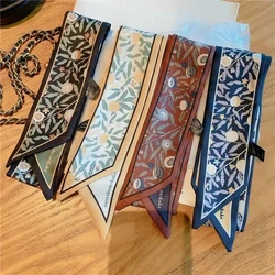 New silk scarf women's autumn versatile long hairband ribbon tie bag with small fragrance fashion scarf flower streamer