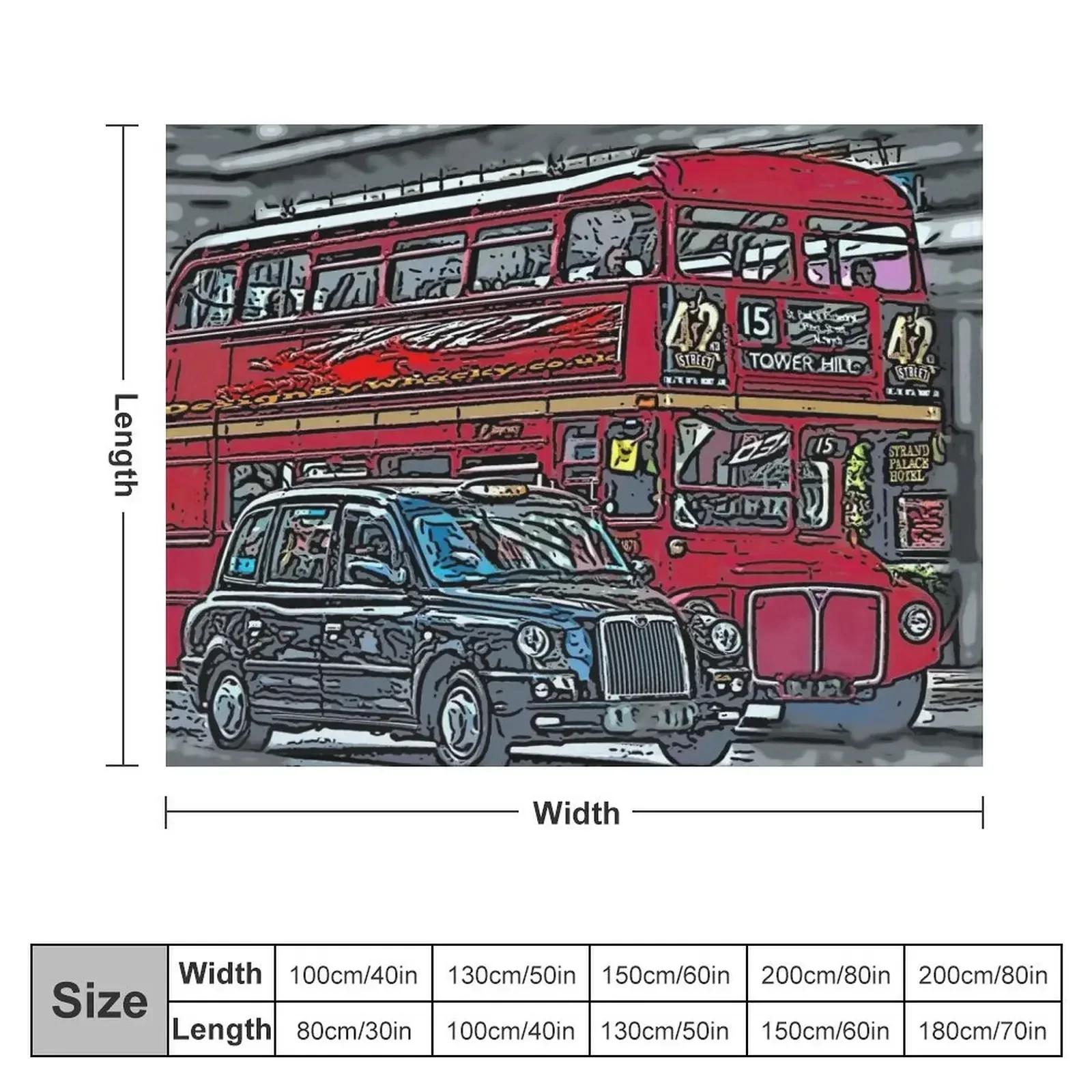 London Bus and Cab Throw Blanket Thins Loose Decorative Throw Blankets