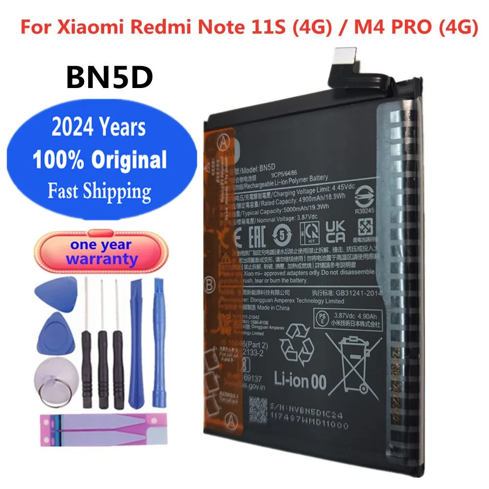 2024 anni batteria originale BN5D per Xiaomi Redmi Note 11 S 11 S 4G / M4 Pro M4Pro 4G 5000mAh batteria del telefono batterie Bateria