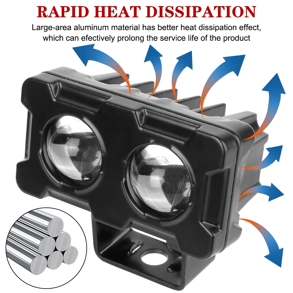 دراجة نارية LED عدسة الأضواء عدسات مزدوجة الأضواء 20 واط ثنائي اللون أبيض أصفر ضوء الدراجات النارية مساعد الضباب مصباح 1 قطعة #6
