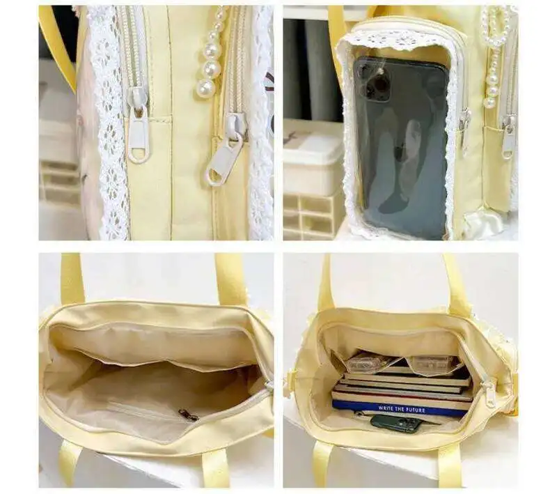 Neue Japanische Süße Schleifen-Ita-Tasche, Lolita-Mädchen Transparente Handtaschen, Modische Große Kapazität Tragetasche, Ästhetische Schultertaschen – Detail 33